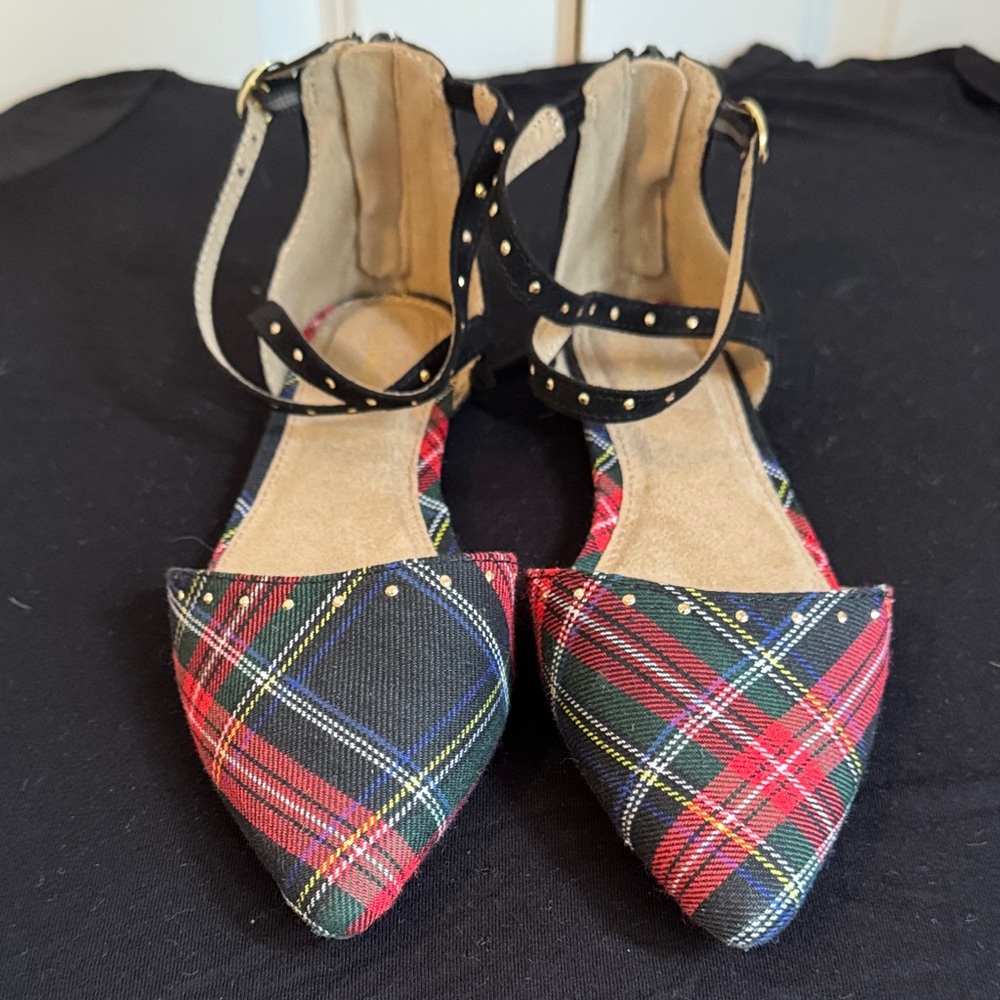 Old Navy Plaid Ankle Strap Flats